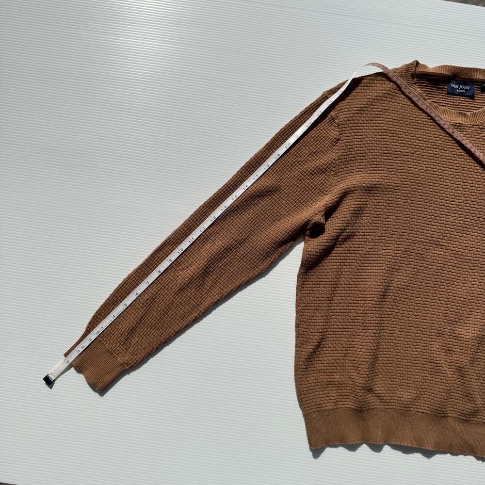 Dan John Textured Knit Long Sleeve Shirt Carmel Brown Men's XL Old Money Euro - Picture 7 of 15